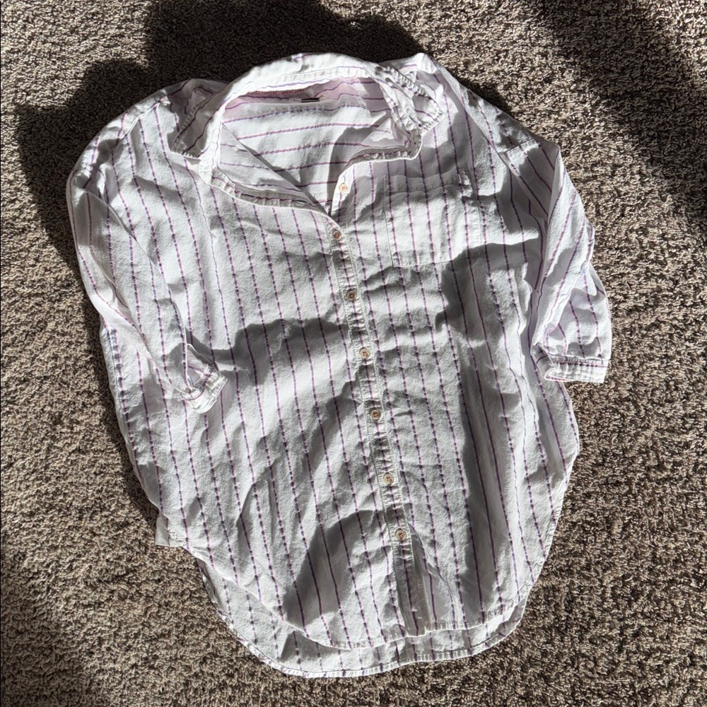 Pilcro and the Letterpress oversized white stripe tunic size small